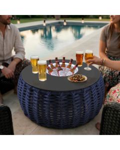 Mesa de Centro Cervejeira em Aço e Corda Náutica Azul Harpia