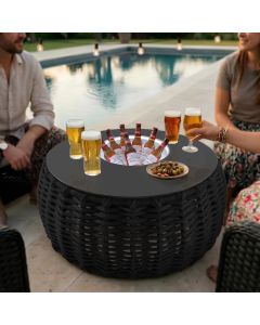 Mesa de Centro Cervejeira em A&ccedil;o e Corda N&aacute;utica Preto Harpia