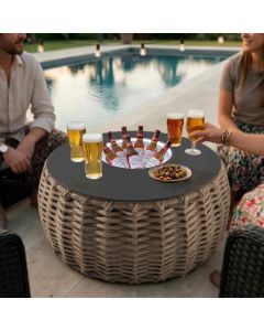 Mesa de Centro Cervejeira em Aço e Corda Náutica Rami Harpia