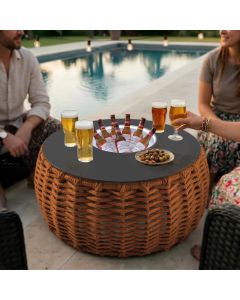 Mesa de Centro Cervejeira em A&ccedil;o e Corda N&aacute;utica Terracota Harpia